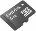 4 Gb Sandisk or Kingston Micro Sd Card Class 4